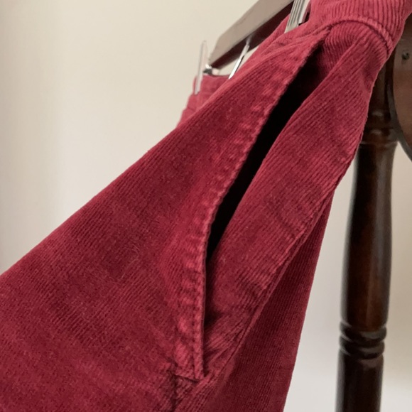 Dark red corduroy A line button down mini skirt - Picture 5 of 7
